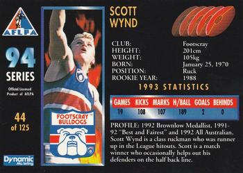 1994 Dynamic AFLPA #44 Scott Wynd Back